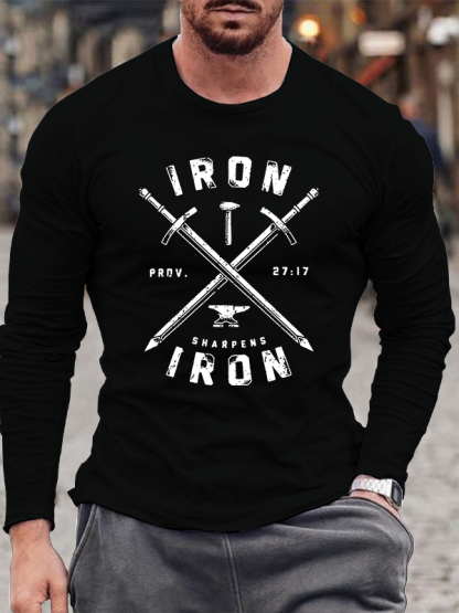 Iron Sharpens Iron Jesus God Christian Cotton Long Sleeve T-Shirt