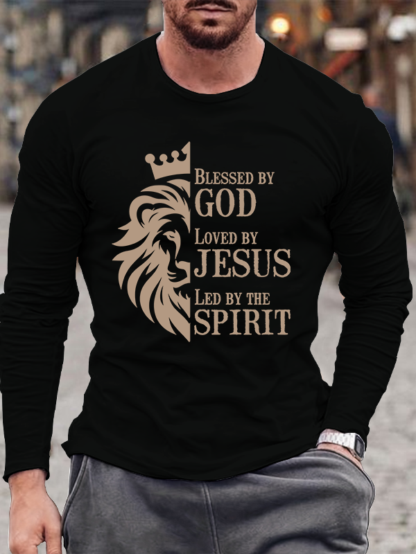 Blessed Loved Led Jesus God Christian Cotton Long Sleeve T-Shirt