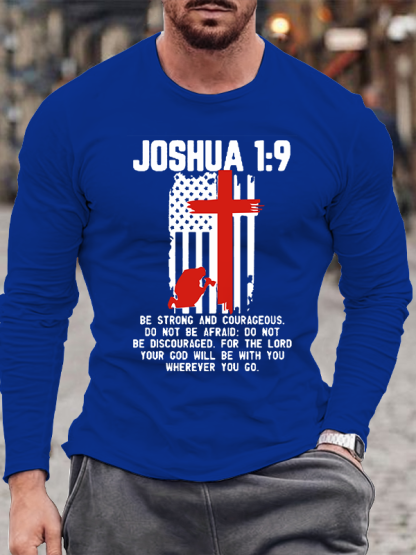 Joshua 1:9 Jesus God  Christian Cotton Long Sleeve T-Shirt