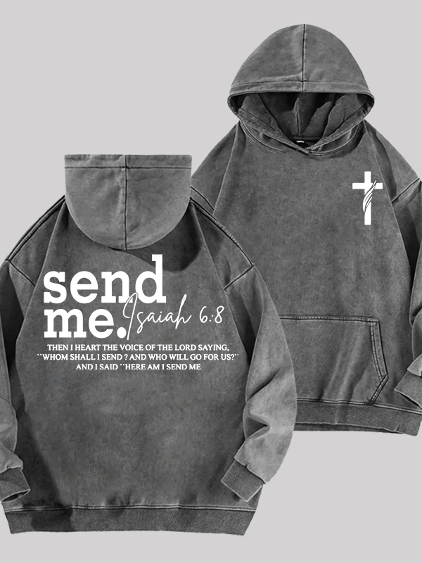 Send Me Isaiah 6:8 Jesus God Christian Washed Hoodie