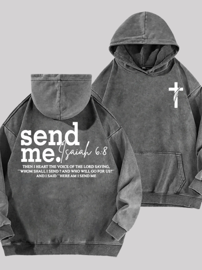 Send Me Isaiah 6:8 Jesus God Christian Washed Hoodie
