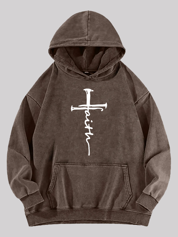 Cross  Jesus God Christian Washed Hoodie