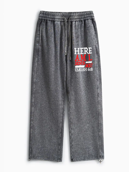 Isaiah 6:8 Send Me! Jesus God Christian Washed Sweatpants