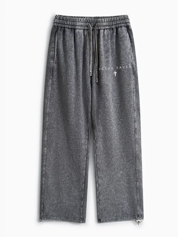Jesus Saves Jesus God Christian Washed Sweatpants