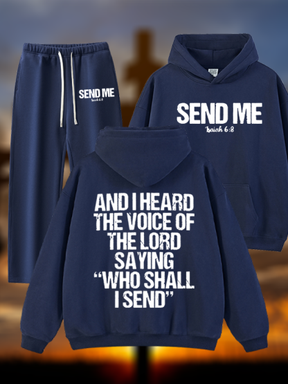 Send Me Isaiah 6:8 Jesus God Christian Plush Fleece-Lined Hoodie Set