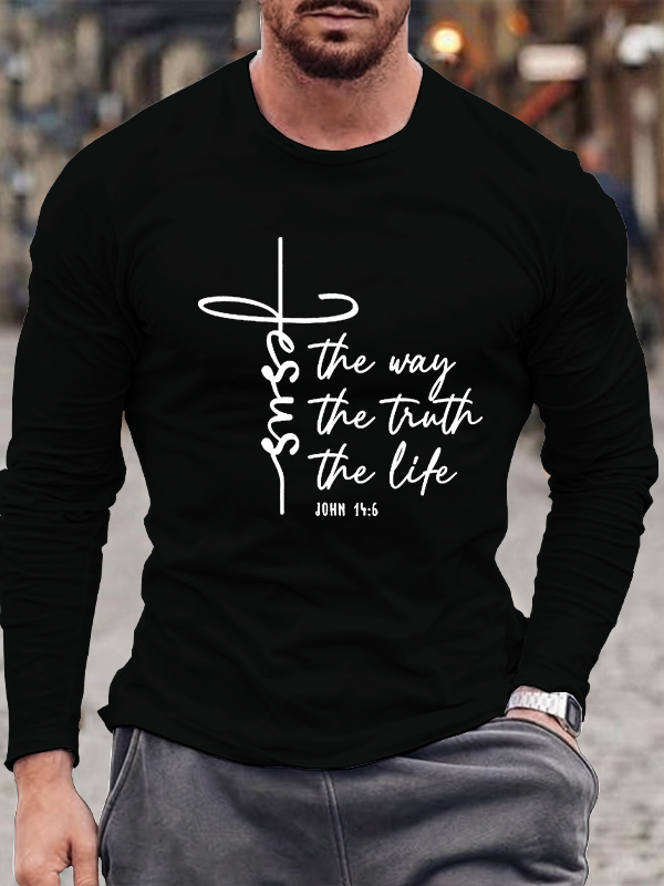Jesus The Way Truth Life  Jesus God Christian Cotton Long Sleeve T-Shirt