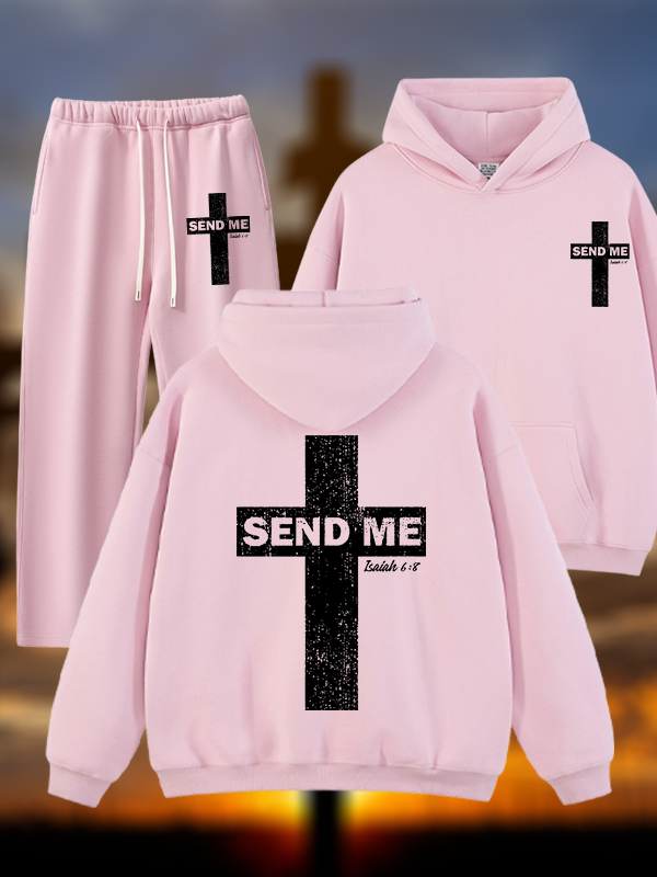 Send Me Isaiah 6:8 Jesus God Christian Plush Fleece-Lined Hoodie Set