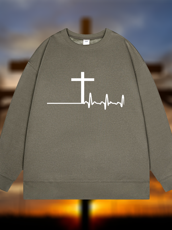 ECG Cross Jesus God Christian Sweatshirt
