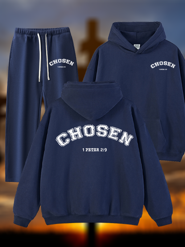Chosen Jesus God Christian Plush Fleece-Lined Hoodie Set