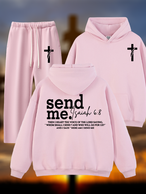 Send Me Isaiah 6:8 Jesus God Christian Plush Fleece-Lined Hoodie Set
