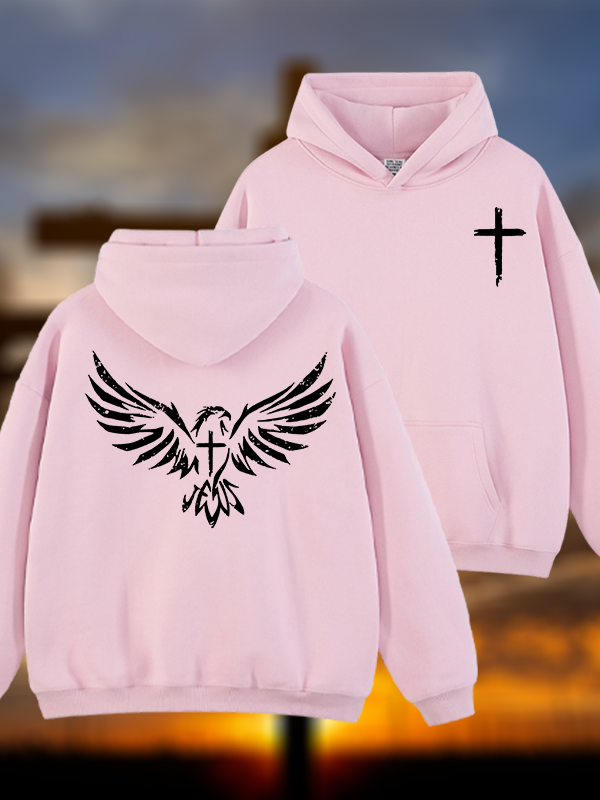 Wings Like Eagles Jesus God Christian Plush Fleece-Lined Hoodie