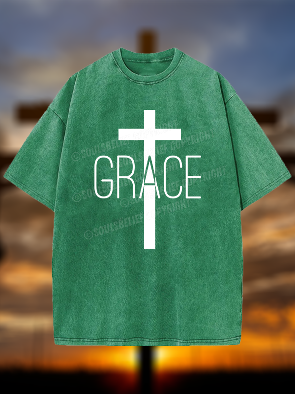 Grace Cross Christian Washed T-Shirt