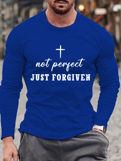 Not Perfect Just Forgiven Jesus God Christian Cotton Long Sleeve T-Shirt
