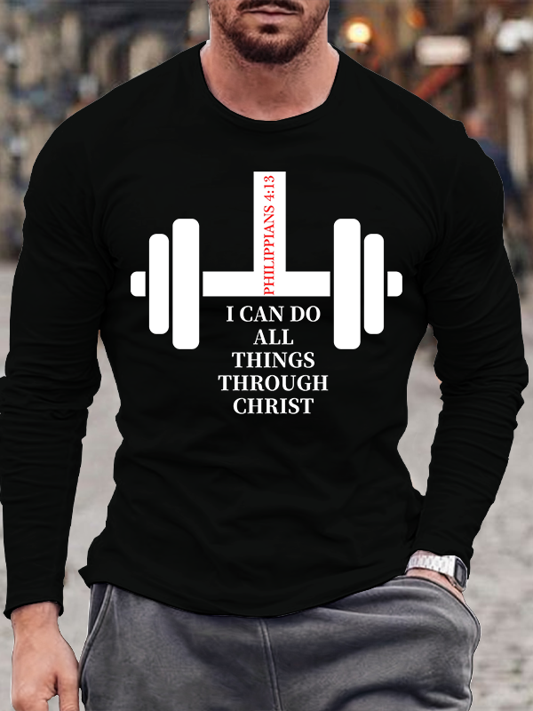 Fitness Philippians 4 : 13 Jesus God Christian Cotton Long Sleeve T-Shirt