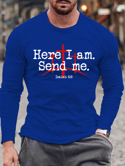 Here I Am Send Me - Bible Verse Isaiah 6:8 Jesus God Christian Cotton Long Sleeve T-Shirt