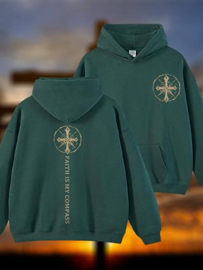 Faith Is My Compass Jesus God Christian Plush Fleece-Lined Hoodie