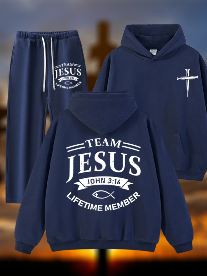 Jesus Team Jesus God Christian Plush Fleece-Lined Hoodie Set