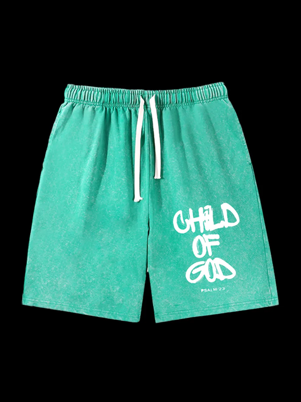 Child Of God  Jesus God Christian Washed Shorts