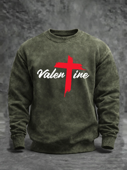 Valentine  Jesus God Christian Washed Sweatshirt