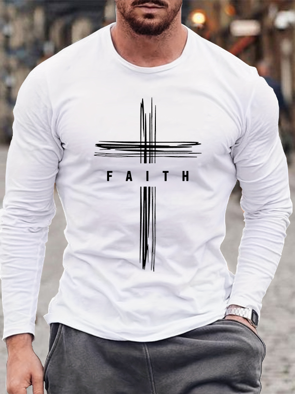 Faith Cross  Jesus God Christian Cotton Long Sleeve T-Shirt