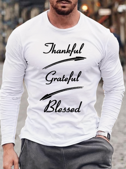 Thankful Grateful Blessed Jesus God Christian Cotton Long Sleeve T-Shirt