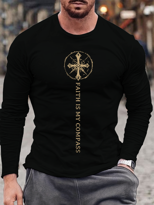 Men's  faith God'S Strong Hand Is Over My Life Long Sleeve T-Shirt