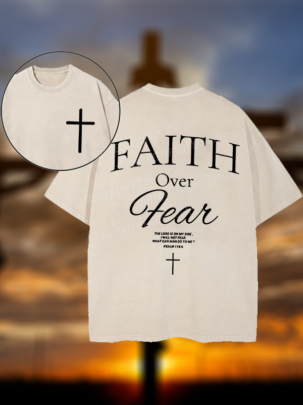 Faith Over Fear Christian Washed T-Shirt