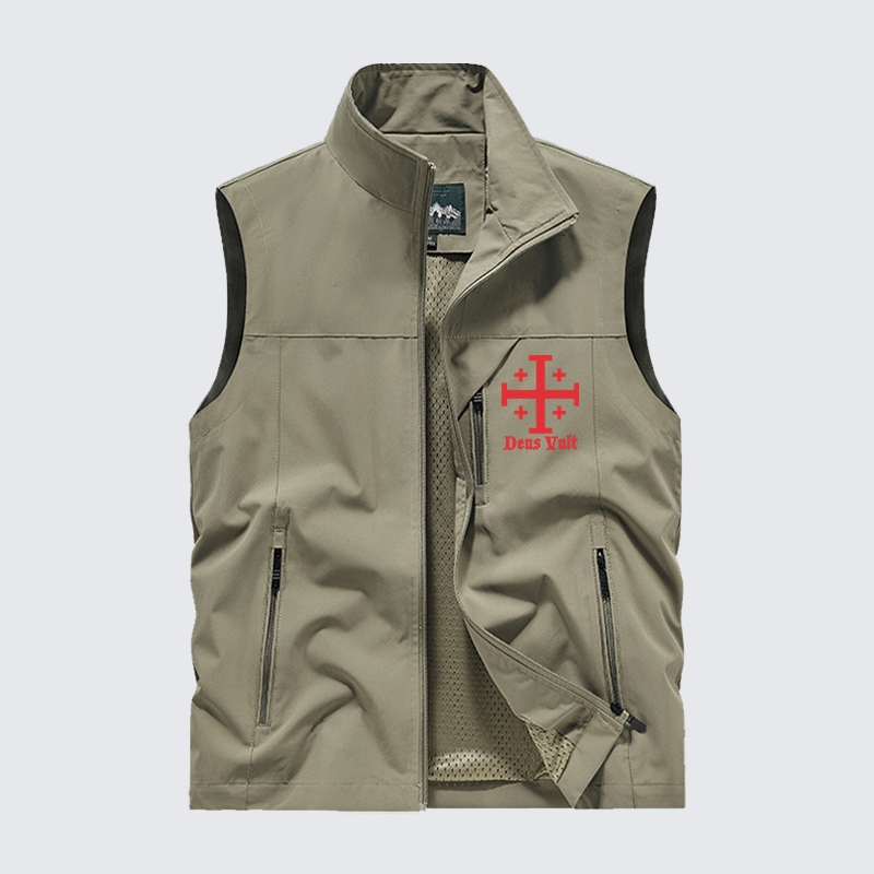 Jerusalem Cross Deus Vult Jesus God Christian Outdoor Quick-dry Vest