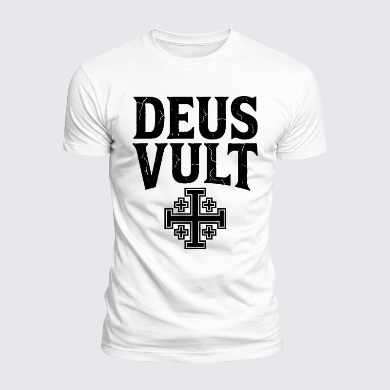 Deus Vult Jesus God Christian  – Luxe Mercerized Interlock Cotton Tee