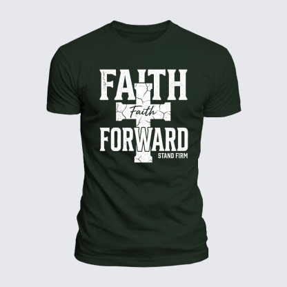 Faith Forward Stand Firm Jesus God Christian  – Luxe Mercerized Interlock Cotton Tee