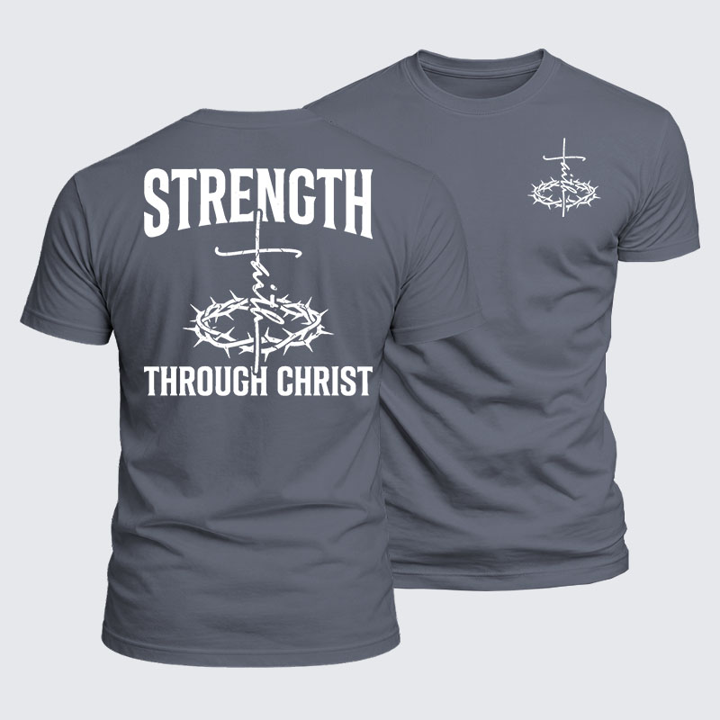 Strength Through Christ Jesus God Christian  – Luxe Mercerized Interlock Cotton Tee