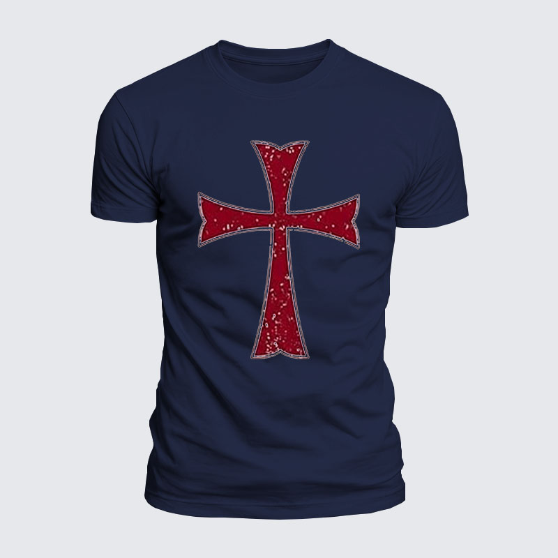 Knights Templar Crusader Cross Jesus God Christian  – Luxe Mercerized Interlock Cotton Tee