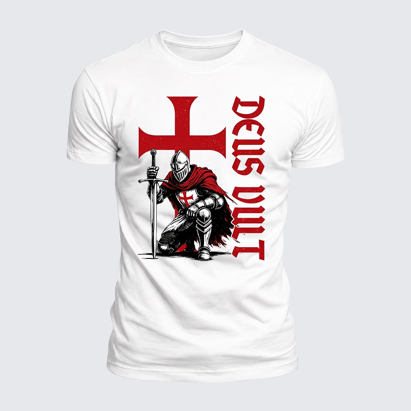 Luxe Mercerized Cotton Tee - Templar Knight Crusader Deus Vult