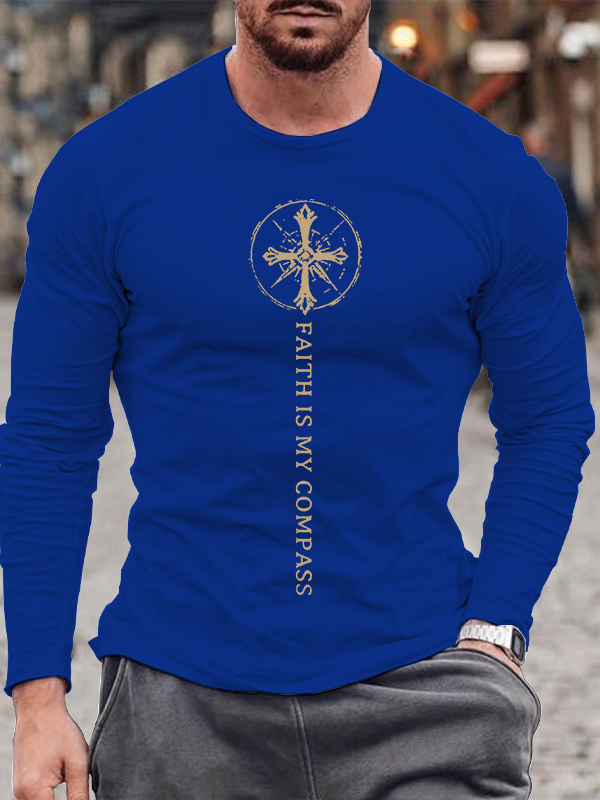 Faith Is My Compass  Jesus God Christian Cotton Long Sleeve T-Shirt
