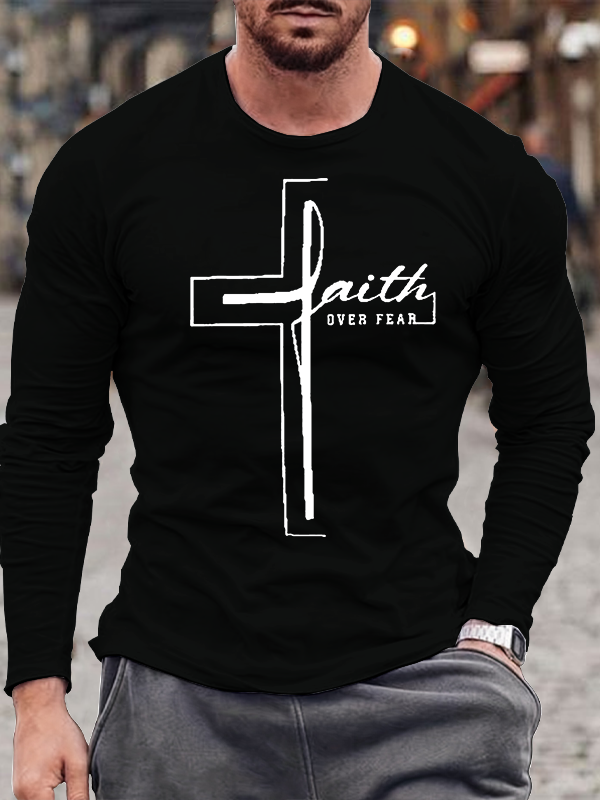 Men's  faith God'S Strong Hand Is Over My Life Long Sleeve T-Shirt