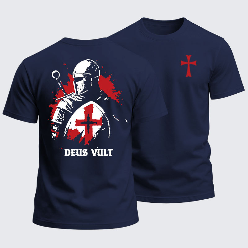 Heavyweight Cotton Tee - Deus Vult Knight Templar