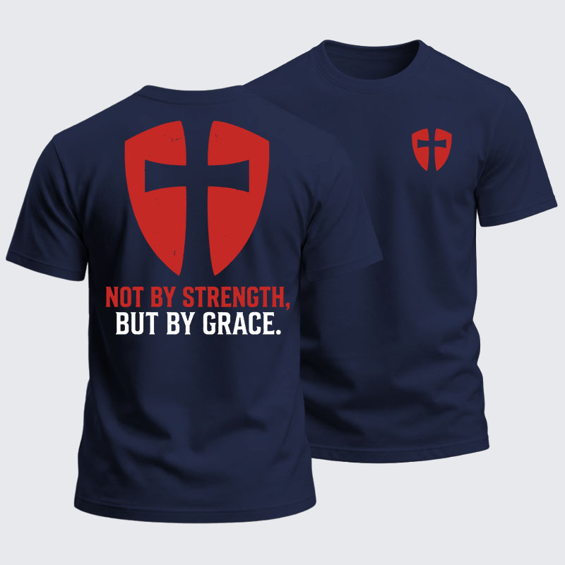 Heavyweight Cotton Tee -  Knights Templar Not By Strength, But By Grace