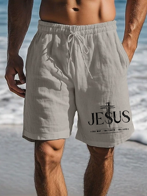 Men's Jesus The Way The Truth The Life Christian Beach Shorts
