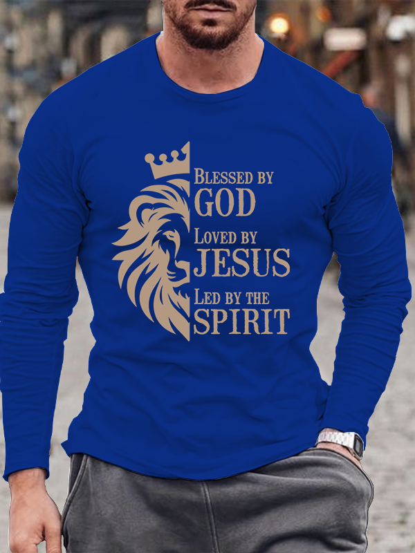Blessed Loved Led Jesus God Christian Cotton Long Sleeve T-Shirt