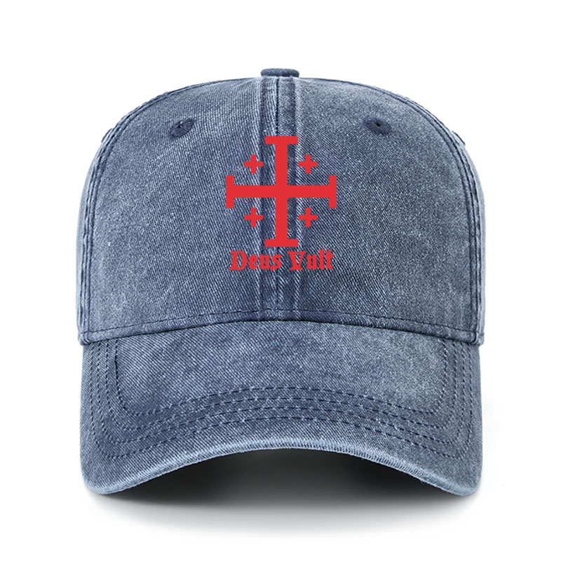 Heritage Washed Cap - Jerusalem Cross Deus Vult