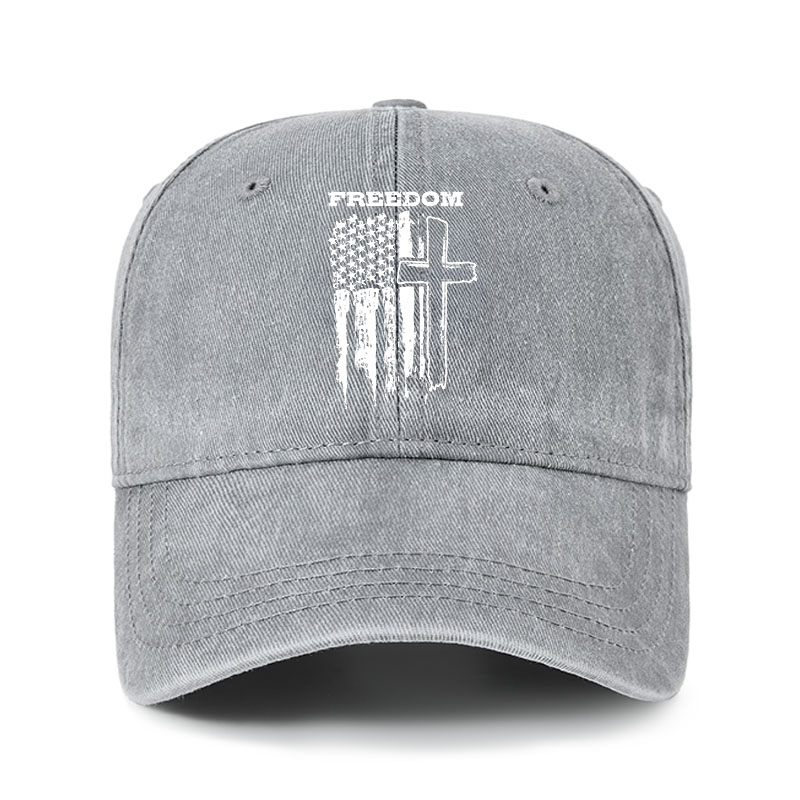 Heritage Washed Cap - Freedom Cross Vertical Flag