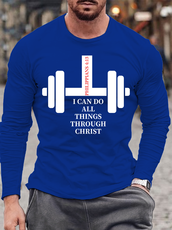Fitness Philippians 4 : 13 Jesus God Christian Cotton Long Sleeve T-Shirt