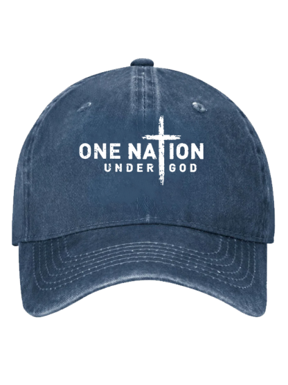 One Nation Under God Cross  Christian Hat