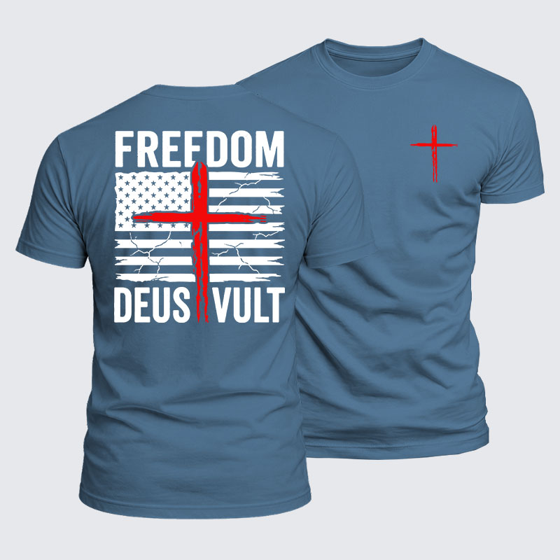 Luxe Mercerized Cotton Tee - Deus Vult American Flag Freedom