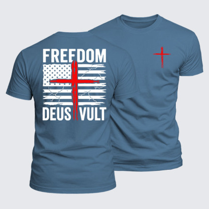Luxe Mercerized Cotton Tee - Deus Vult American Flag Freedom