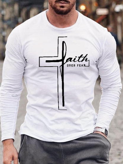 Faith Over Fear  Jesus God Christian Cotton Long Sleeve T-Shirt