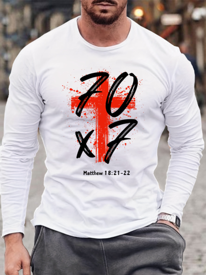 Matthew 18:21-22 Jesus God Christian Cotton Long Sleeve T-Shirt