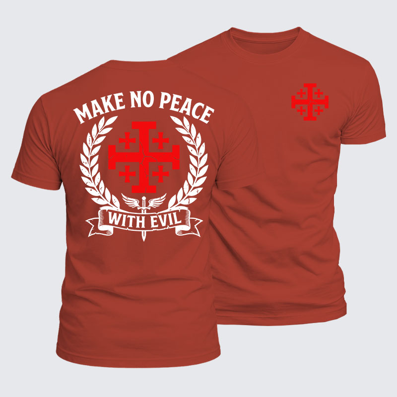 Luxe Mercerized Cotton Tee -  Make No Peace with Evil Knight Templar Jerusalem Cross