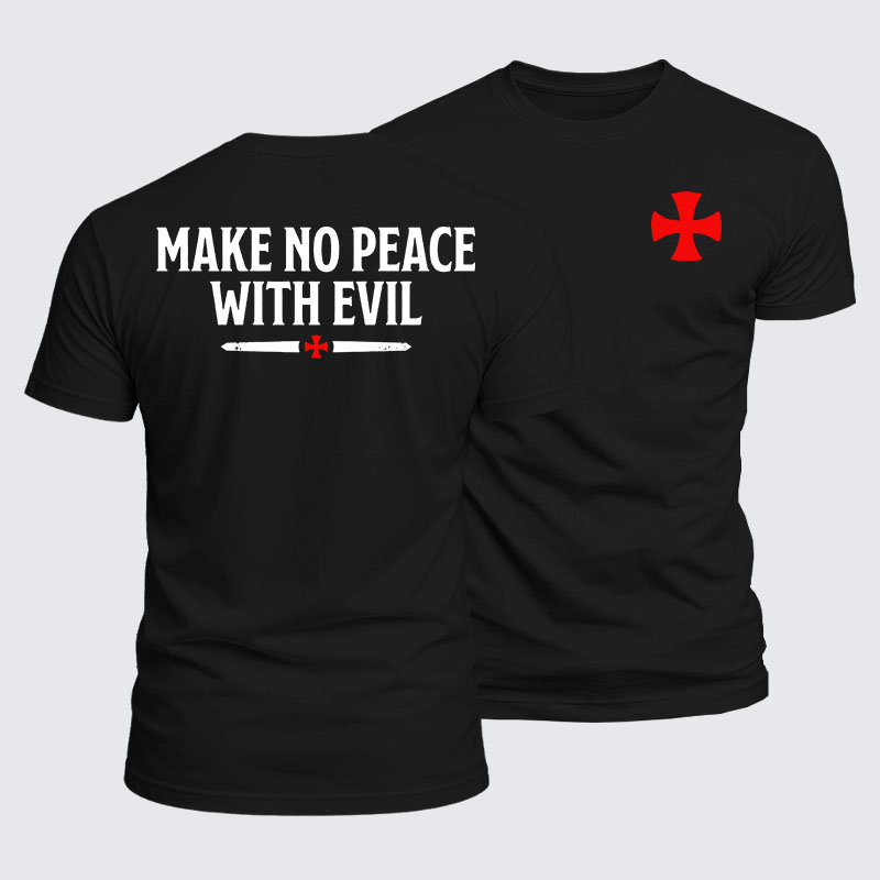 Luxe Mercerized Cotton Tee - Make No Peace with Evil Knight Templar Cross