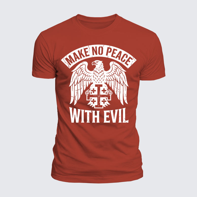 Luxe Mercerized Cotton Tee - Make No Peace with Evil Jerusalem Cross